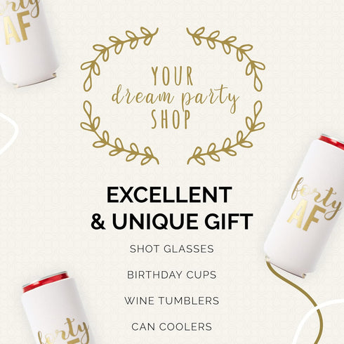 Forty AF Can Coolers, Set of 12 for 40th Birthday Favors and Party Decorations for Men and Women