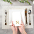 15.8 7.9 Inch 50 Luxenap X Linen-Feel Guest Towels, Lettered Hand Towels - Gold Letter 'N', Sans Serif Font, White