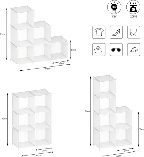 HOMIDEC Closet Storage Organizer, Cube Shelf Storage, Bathroom Organizer, Bookcase Bookshelf