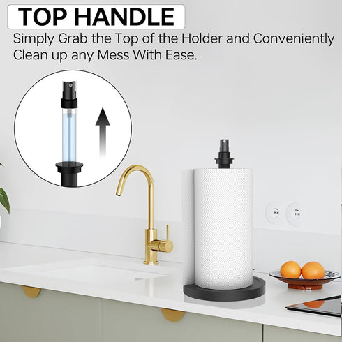 Countertop Counterweight Paper Towel Holder with Spray Bottle,One Hand Easy to Tear Stainless Steel Paper Towel Holder