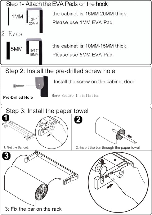 YYST 1) Over Cabinet Door Paper Towel Holder Bar Dispenser for for Kitchen, Pantry, Mudroom, Fits Both Standard & Jumbo