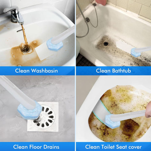 Wizia 40 Count Disposable Toilet Brush Refills - Compatible with Most Toilet Brushes, Easy Cleaning Toilet Bowl Sponge