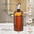 16oz 2 Amber Glass Mouthwash Dispenser with Cup Holder for Bathroom, Refillable Mouthwash Bottles Container with Tray