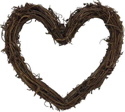 Amyzor Heart Shape Natural Grapevine Wreath Ring, DIY Craft Vines Base for Rustic Decor