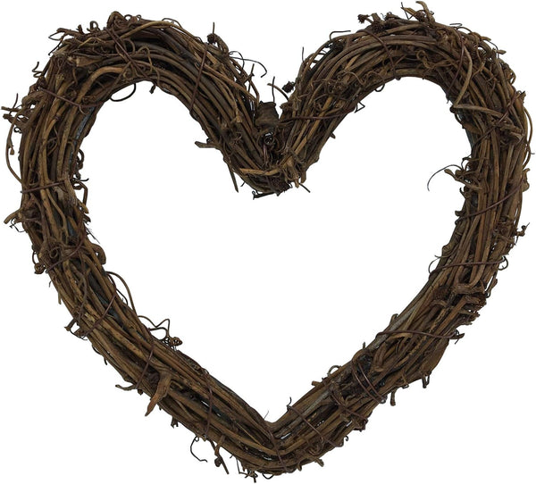 Amyzor Heart Shape Natural Grapevine Wreath Ring, DIY Craft Vines Base for Rustic Decor