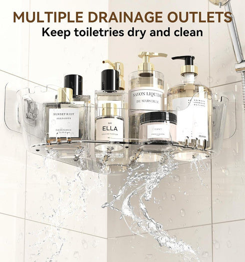 3-Pack Corner Shower Caddy, Adhesive Shower Organizer with Soap Holder and Hooks, Rustproof Corner Shower Shelves, No