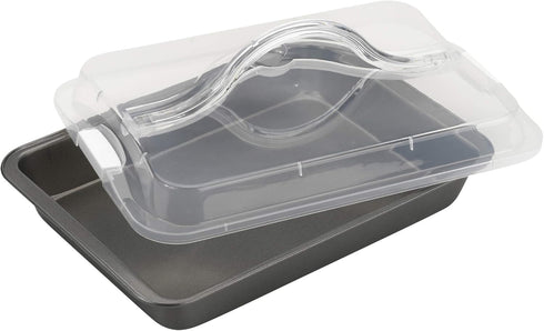 GoodCook Everyday Nonstick Steel Bake-N-Take Oblong Pan, 9" x 13" with Lid, Gray