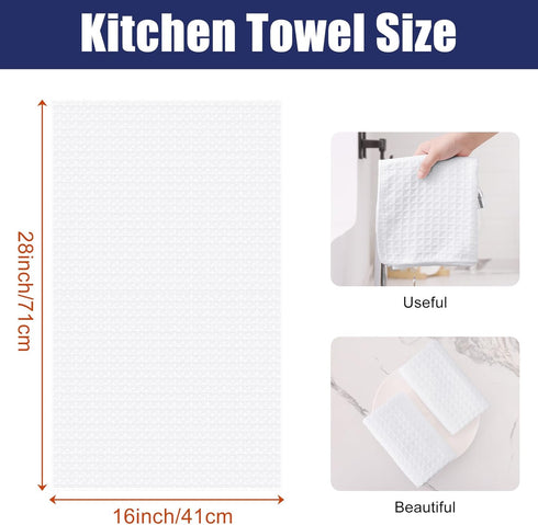 16 28 Inch 8 Pack, Homaxy Microfiber Waffle Weave Kitchen Towels, x Ultra Absorbent and Solid Color Dish Towels, White