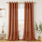 Terracotta Linen Curtains 90 Inch Length, 2 Panels Boho Farmhouse Drapes, Light Filtering Rust Orange Red Semi Sheer