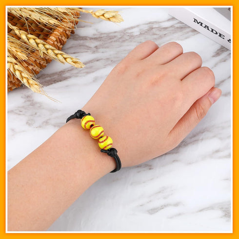 20 Pcs Sports Party Favors Charm Bracelets, Adjustable Inspirational Wristbands for Soccer Basketball Baseball Gifts