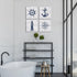 LoveHouse Nautical Canvas Wall Art Nautical Bathroom Decor Navy and White Lighthouse Decor Boat Anchor Compass Painting
