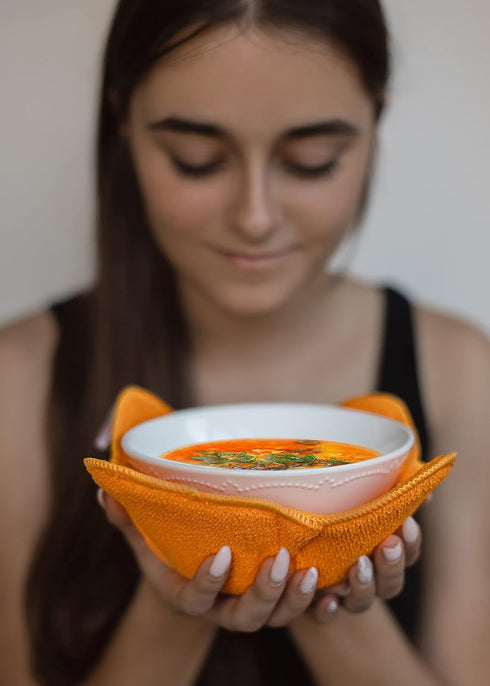 Microwave Bowl Cozy Huggers Set of 4, Durable Bowl Holder for Hot and Cold Dishes