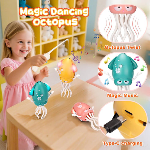 Have,Tummy Vodolo Magic Electric Dancing Octopus Toy with Led Light and Music,Automatic Evasion Crawling Dancing