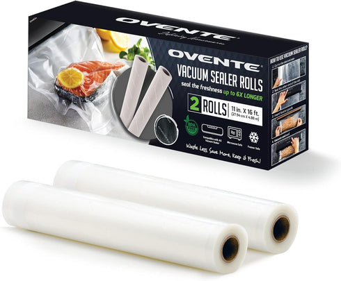 OVENTE Vacuum Sealer Roll 11” x 16”, Heavy Duty BPA-Free for Airtight Food Storage, Meal Prep, Pack of 2