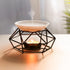SXCHEN Essential Oil Burner - Ceramic Tealight Wax Candle Burner, Black Metal Aroma Diffuser (Set of 1)