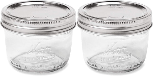 Kerr Wide Mouth Half-Pint Glass Mason Jars, 8-Ounces with Lids and Bands (2 Jar-Pack)