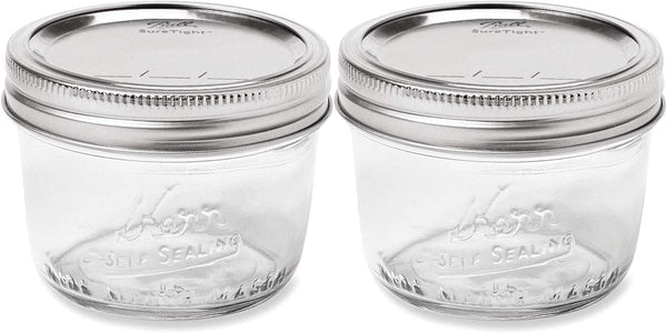 Kerr Wide Mouth Half-Pint Glass Mason Jars, 8-Ounces with Lids and Bands (2 Jar-Pack)