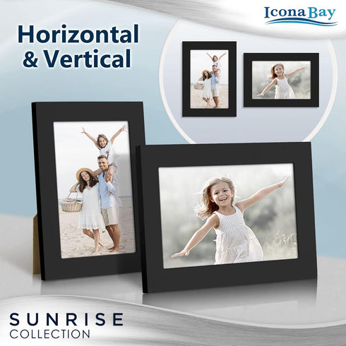 Icona Bay - 4x6 Picture Frames - Black, 5 Pack - Painted Solid One-Piece Wood Composite, Modern Farmhouse
