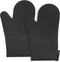 2PCS Silicone Oven Mitts, Black Oven Gloves with Non-Slip Waterproof, Heat Resistant 600 Degree for Cooking Baking