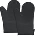 2PCS Silicone Oven Mitts, Black Oven Gloves with Non-Slip Waterproof, Heat Resistant 600 Degree for Cooking Baking