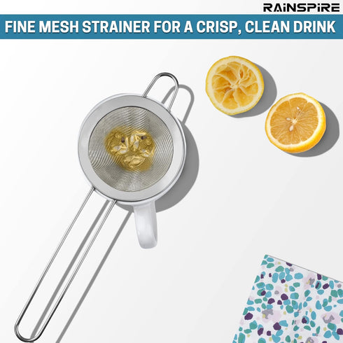 Stainless Steel Fine Mesh Strainer, Mini Cocktail Strainer for Tea, Herbs, Coffee & Drinks, Rust Proof