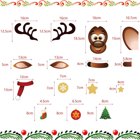 Christmas Refrigerator Magnets Set Christmas Party Decoration Cute Funny Fridge Xmas Refrigerator Sticker Holiday Decoration for Fridge Metal Door Garage Office (Reindeer,15 Pieces)