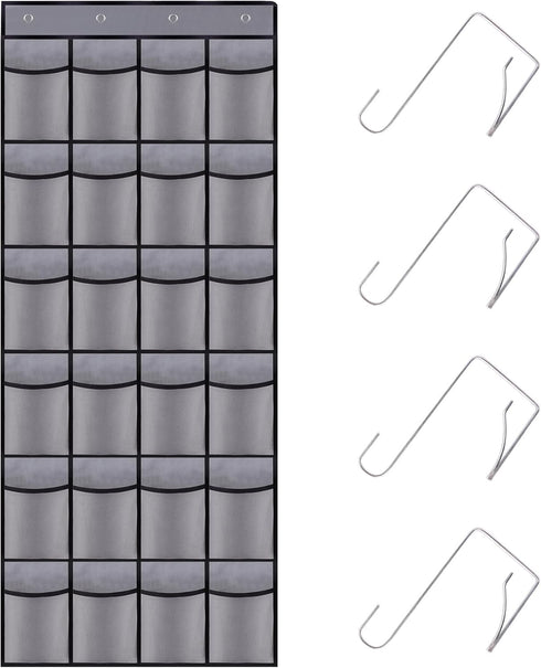 Teikou Over the Door Shoe Organizer, 24 Large Breathable Mesh Pockets, Hanging Storage