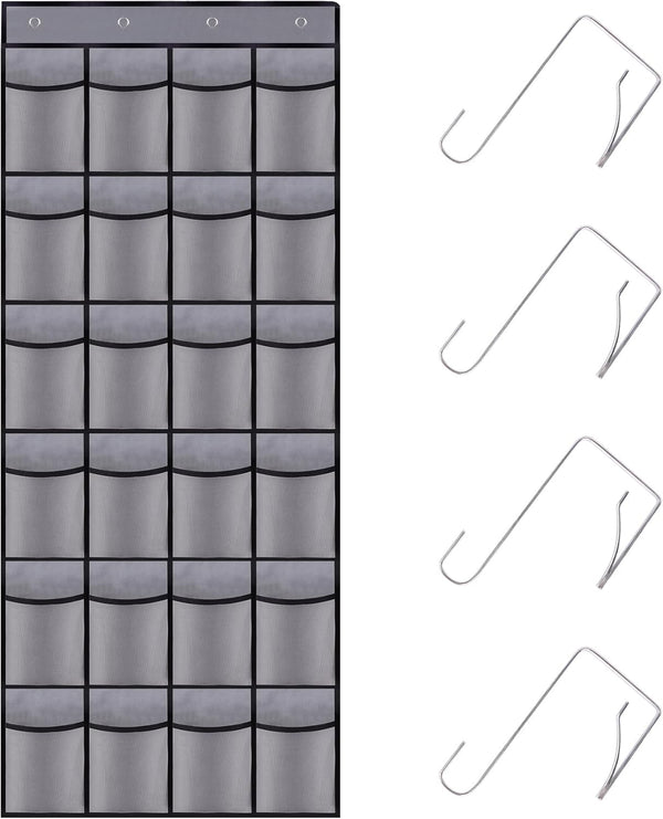 Teikou Over the Door Shoe Organizer, 24 Large Breathable Mesh Pockets, Hanging Storage