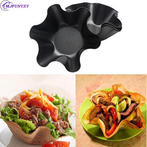 Tortilla Pan Set, 4pcs Nonstick Tortilla Bowl Maker, Carbon Steel Taco Salad Shell Molds for Kitchen, Microwave &