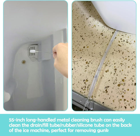 Palksky Ice Maker Cleaning Brush Set, 2Pcs Drain Pipe Brush with 8Pcs Crevice Cleaning Brushes
