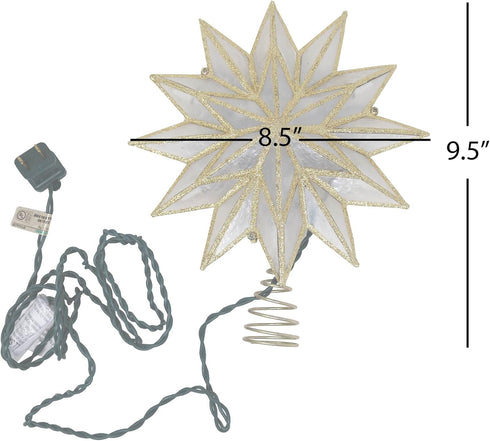 Kurt S. Adler 9.06-Inch UL 10-Light 12-Point Gold Capiz Star Treetop Tree Topper