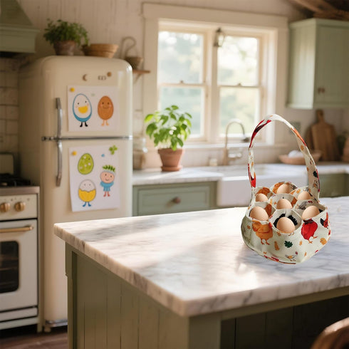 UKJENT 7 Egg Collecting Basket, Pouches Large Chicken Egg Gathering Basket, Machine Washable, Hold Different Size Eggs