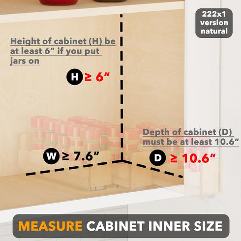 7.6" 3 Drawers(2" 1-Tier, SpaceAid Bamboo Pull Out Spice Rack Organizer for Cabinet, Heavy Duty Slide Out Seasoning