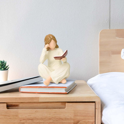 Reading Book Thinker Figurine Gift for Women Librarian Readers Study Graduates Students Teachers, Girl Reading Statue