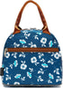 FlowFly Insulated Lunch Cooler Bag - Floral Tote Bag Organizer for Women/Men, White