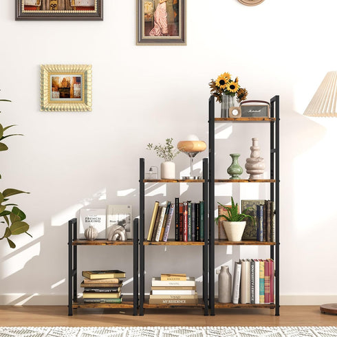 Katrawu 2 Assembly(2 Small Bookshelf for Small Space, Tier Industrial Bookcase,Narrow Book Case Storage Organizer Book