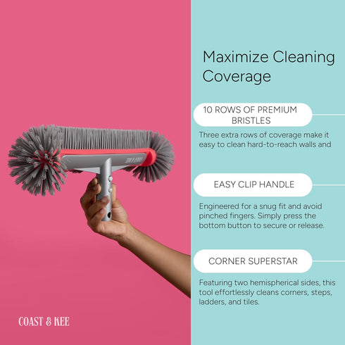 Coast & Kee 10-Rows Swimming Pool Brush Head for Inground & Above Ground Pools | of Nylon Bristles Heavy-Duty Aluminum
