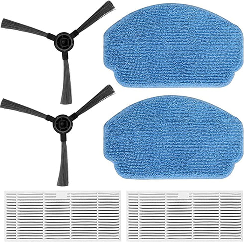 Replacement Kit for Robot Vacuum Cleaner MAMNV BR150/BR151, Includes 2xSide Brush, 2xFilters, 2xMop Pads