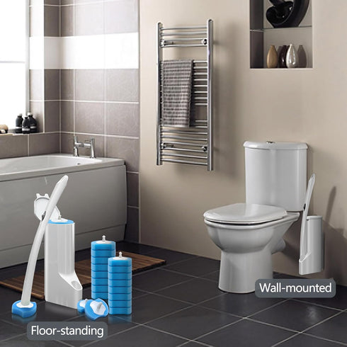 Disposable Toilet Bowl Brush and Holder, Toilet Cleaning System with 2 Toilet Bowl Wands, 2 Storage Caddy & 72 Refills