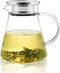 CNGLASS 30.5oz/900ml Glass Teapot Stovetop Safe,One-Touch Clear Tea Kettle,Blooming and Loose Leaf