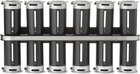ZevrO Set 12 Zero Gravity Wall-Mount Magnetic Spice Rack, Black/Silver