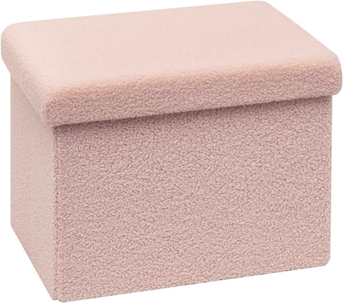 B FSOBEIIALEO Storage Ottoman Cube Small Sherpa Ottoman Foot Rest, Foldable Portable