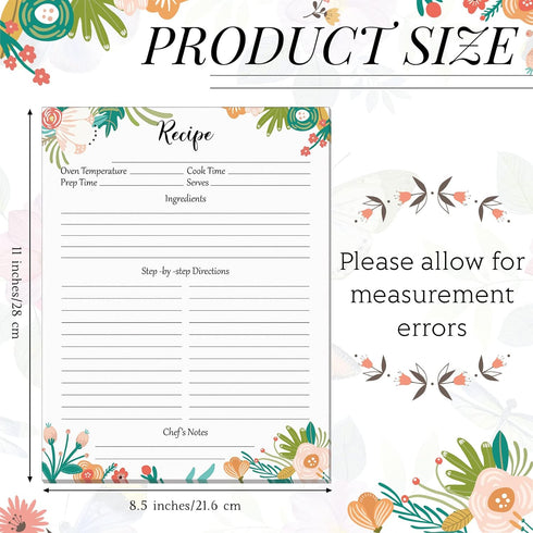 50 Sheets Recipe Paper Full Size Recipe Refill Pages 8.5 x 11 Inch Recipe Cards for Recipe Binder Book by Tinlade
