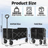 280 Lbs Wagons Carts Foldable, with Adjustable Handle, Black Lightweight Portable, Collapsible Wagon for Beach Trip