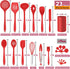 E-far 23 Pcs Silicone Kitchen Utensils Set in Red, Cooking Tools with Holder for Nonstick Cookware, Heat Resistant