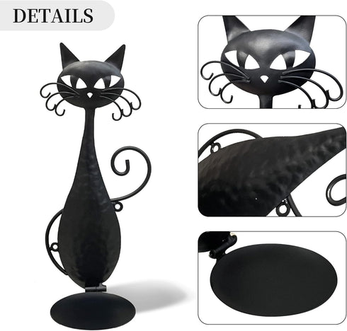Handmade Black Metal Cat Wall Sconce Candle Holder for Pillar Candles