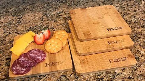 Small Mini All Natural Bamboo Cutting Board, Great for Apartments RV's Home Bar Backpacking Camping Bushcraft Dorm Rooms Picnics & Entertaining (4 Pack)