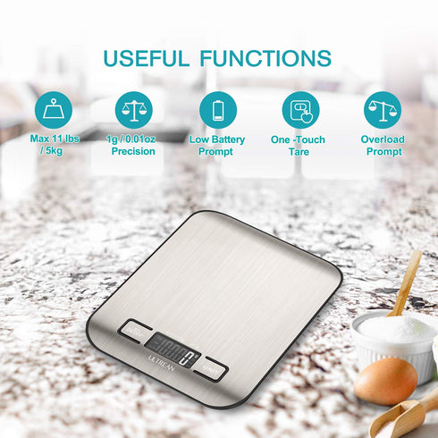 Ultrean Digital Kitchen Food Scale, 11lb Weight Grams and Ounces for Baking, Cooking, Meal Prep, 6 Units with Tare