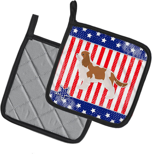 Caroline's Treasures BB3349PTHD USA Patriotic Pair of Cavalier King Charles Spaniel Pot Holders, 7.5 x 7.5