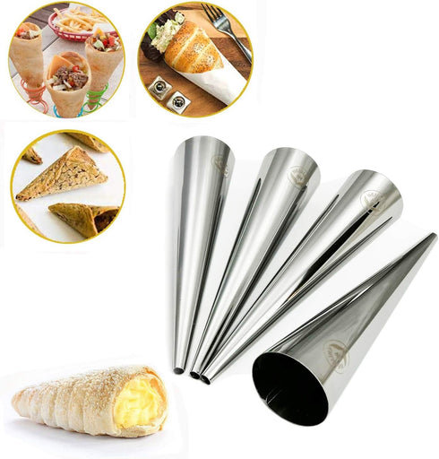 NewlineNY Stainless Steel 10 Pcs FROMAGE POURERS TUBES SET, 6 Circular + 4 Cone Cannoli Forms